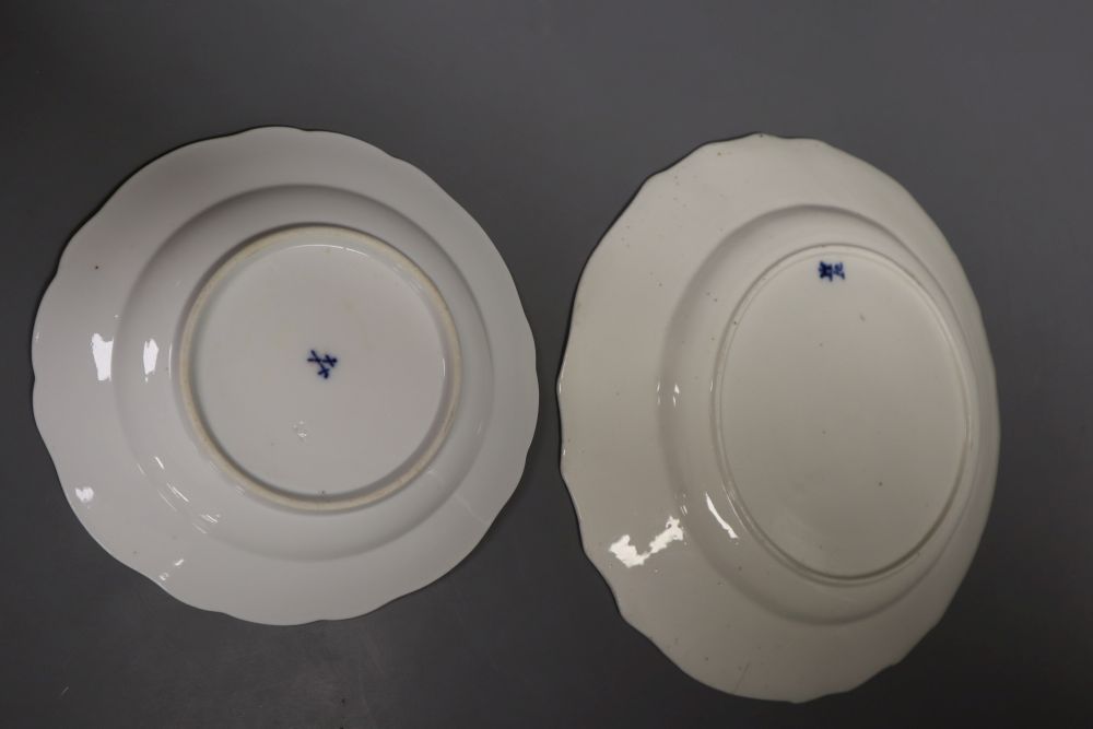 An 18th century Tournay or Arras moulded plate and a 19th century Meissen plate